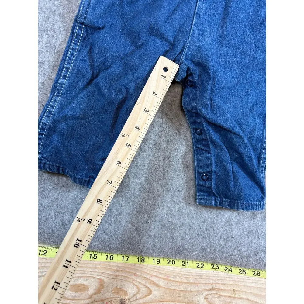 VTG 90s Oshkosh B'Gosh Overalls Baby Toddler Blue Denim Vestbak One Piece 12M